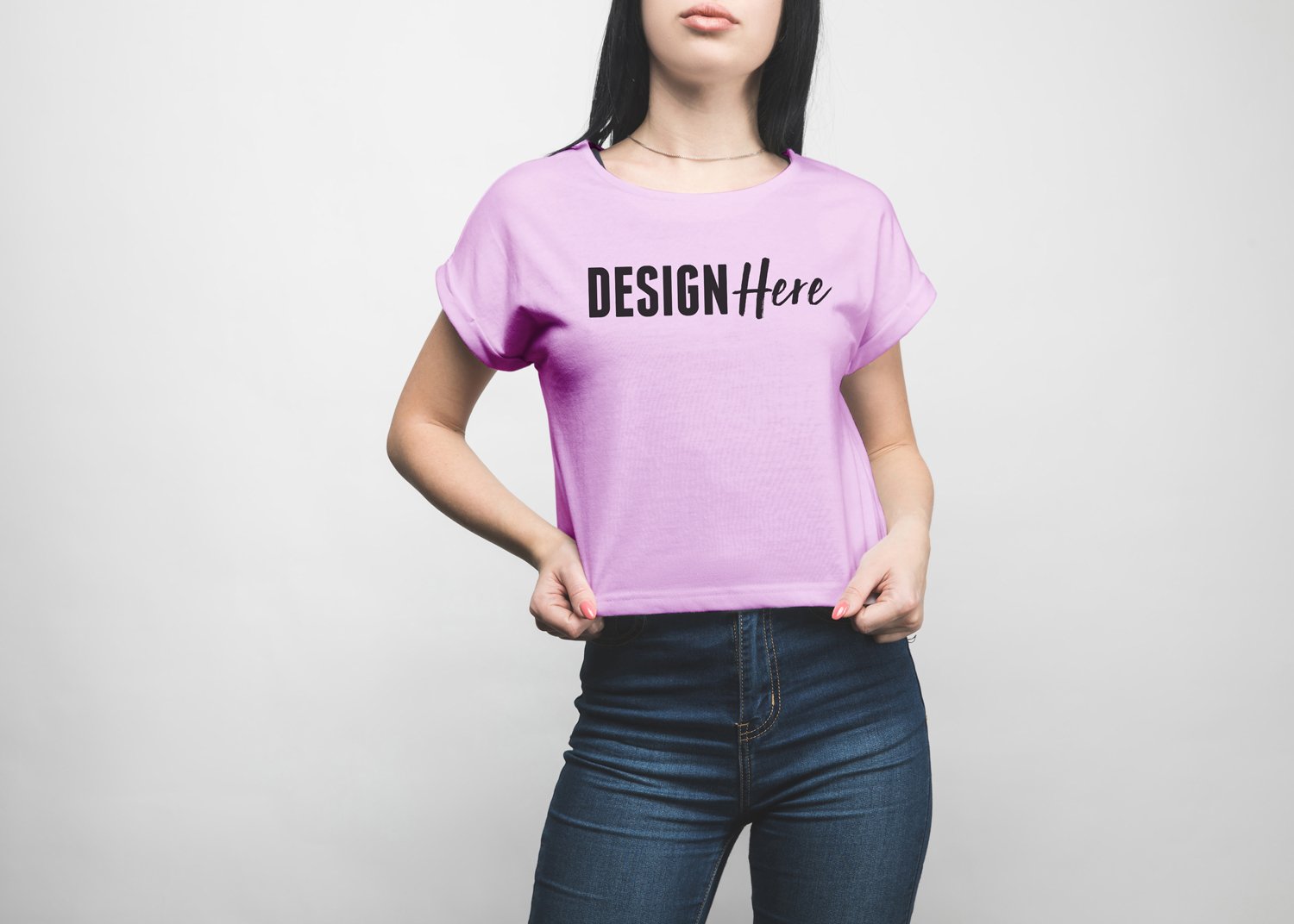 Crop Top Mockup on Female Model - PSD Mockup Template