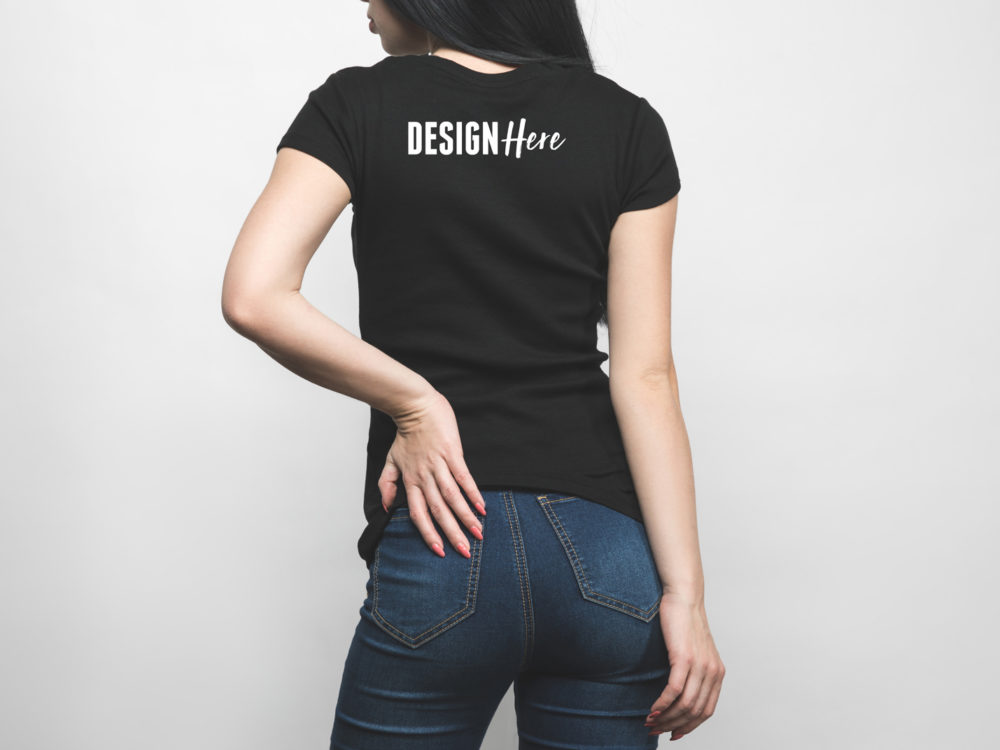 Download Back TShirt Mockup on Female Model - PSD Template
