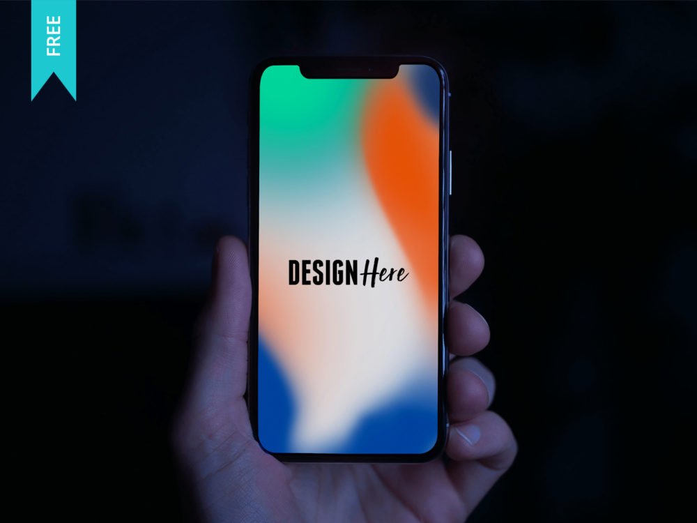 Free Female Hand Holding Iphone X Mockup Psd