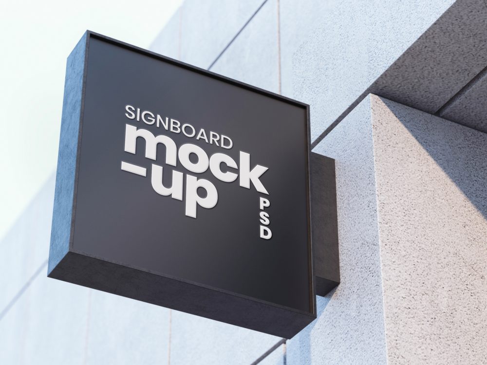 Black Signboard Mockup