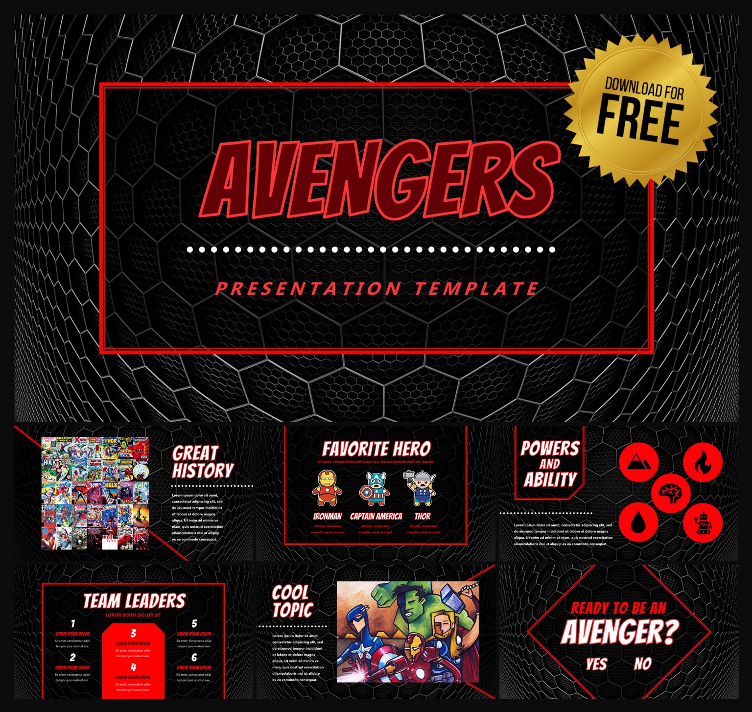 Avengers PowerPoint Template for Movie and Comic Book Presentations