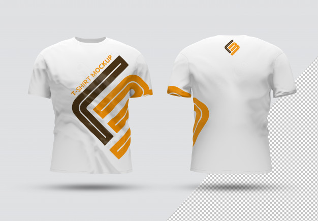 Front and Back Isolated T-Shirt with Shadow Mockup